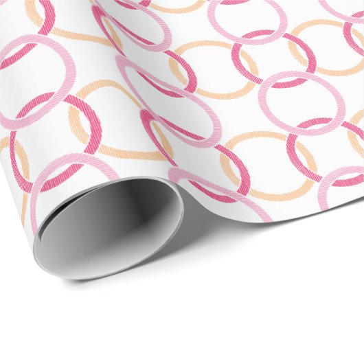 Ring Toss Interlocking Circles in Pink and Orange Geschenkpapier (Rolleneckpunkt)