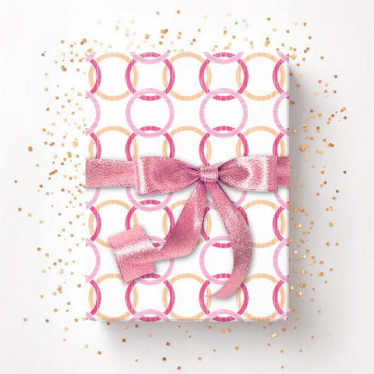 Ring Toss Interlocking Circles in Pink and Orange Geschenkpapier