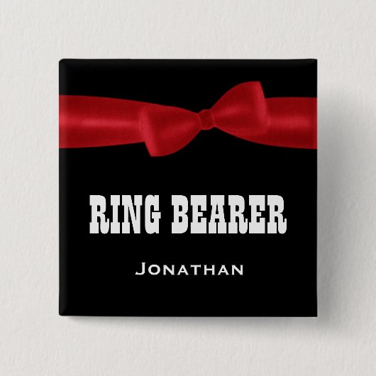 RING-TRÄGER Hochzeits-individueller Name V02S ROT Button (Vorderseite)