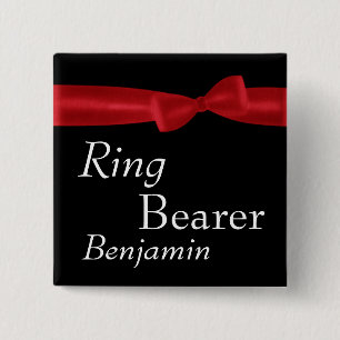RING-TRÄGER roter Bogen-Hochzeits-individueller Button