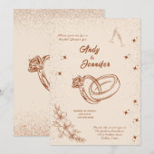 Ring- und Blumenhandzieher-Brautparty Einladung (Vorne/Hinten)