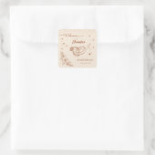 Ring- und Blumenhandzieher-Brautparty Quadratischer Aufkleber (Tasche)