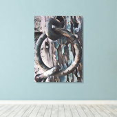 Ring und Haken antikes Schloss im Stift- und Tinte Leinwanddruck (Insitu (Holzboden))