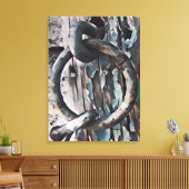 Ring und Haken antikes Schloss im Stift- und Tinte Leinwanddruck (Insitu (Wohnzimmer))