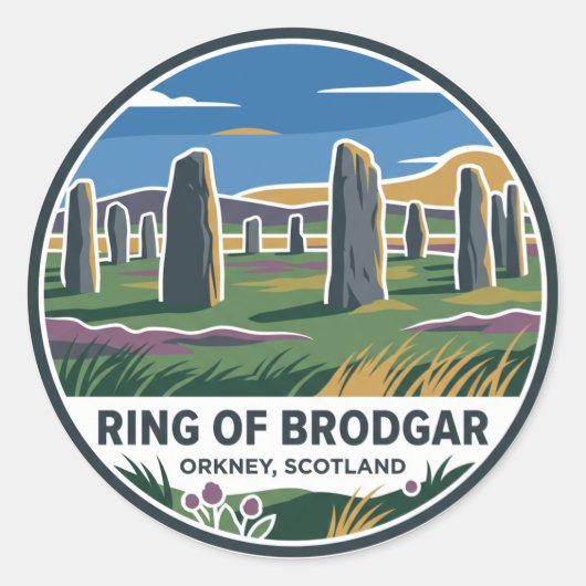 Ring von Brodgar Schottland Runder Aufkleber (Vorderseite)
