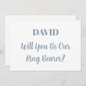 Ringbearer Individuelle Name Dusty Blue White Wedd Einladung (Vorne/Hinten)