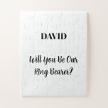Ringbearer Individuelle Name Einfache Minimale Hoc Puzzle<br><div class="desc">Einfaches,  minimales und elegantes Design zum frag "Werden Sie unser Ringträger" mit benutzerdefinierten Vorlagen für Nachrichten und individuelle Name-Text,  damit Sie sich anpassen können!</div>
