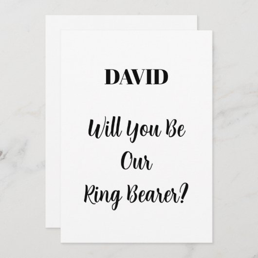 Ringbearer Wedding Simple Minimal Individuelle Nam Einladung (Vorne/Hinten)