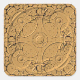 Ringe auf Goldmetall-Aufkleber Quadratischer Aufkleber