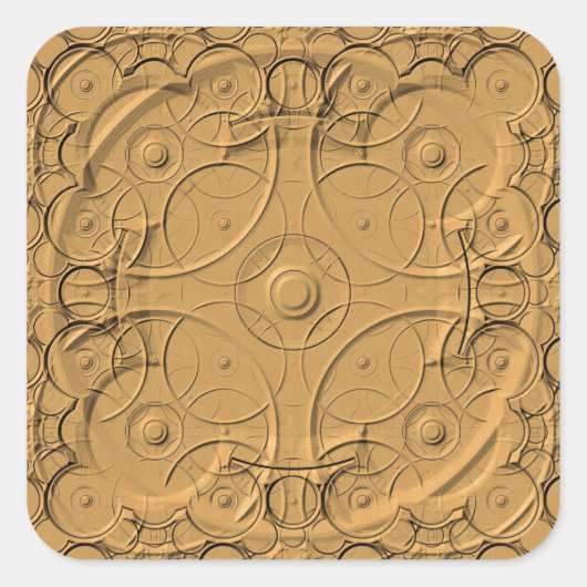 Ringe auf Goldmetall-Aufkleber Quadratischer Aufkleber (Vorderseite)
