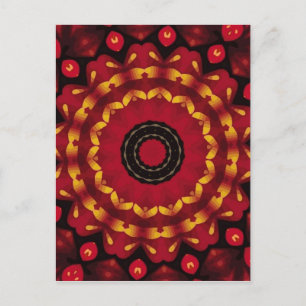 Ringe aus Gold auf rotem Mandala Postkarte