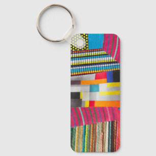 Ringe, Gewebe und Punkte, Mini-Collage Schlüsselanhänger