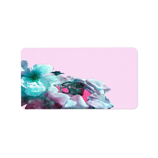 Ringe mit weißen Rosenblättern Adressaufkleber (Vorne)