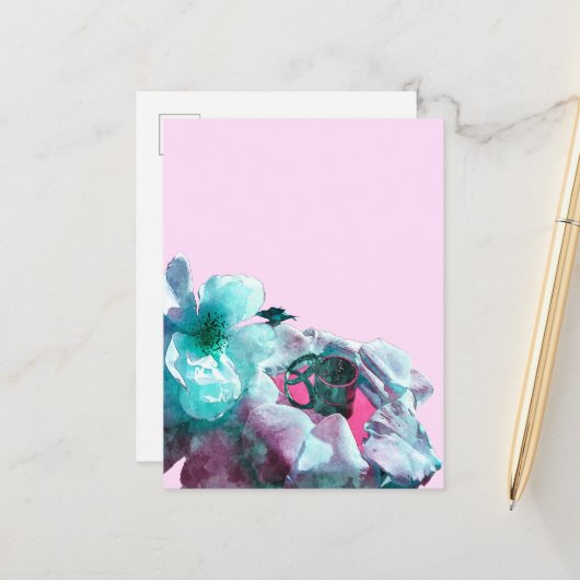 Ringe mit weißen Rosenblättern Ankündigungspostkarte (Vorderseite/Rückseite Beispiel)