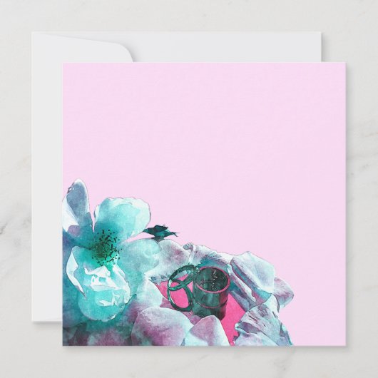 Ringe mit weißen Rosenblättern Einladung (Vorderseite)