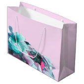 Ringe mit weißen Rosenblättern Große Geschenktüte (Vorderseite Schrägansicht)