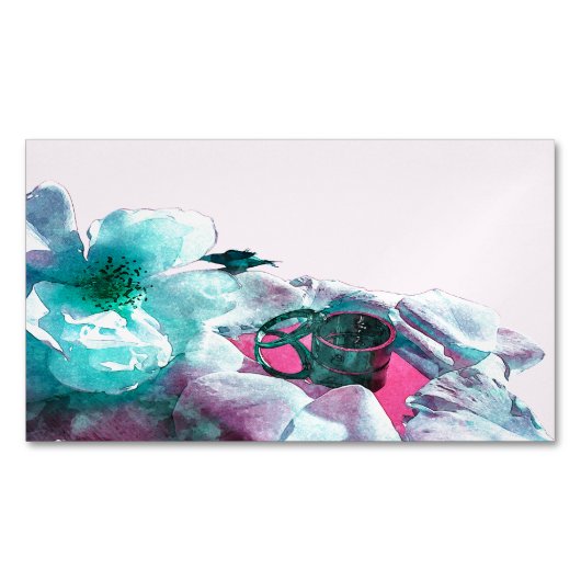 Ringe mit weißen Rosenblättern Magnetische Visitenkarte (Vorderseite)