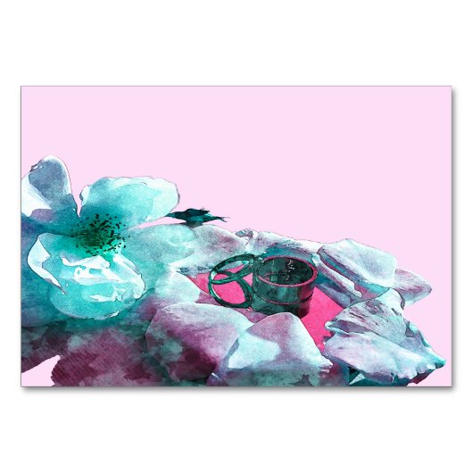 Ringe mit weißen Rosenblättern Tischnummer (Vorderseite)