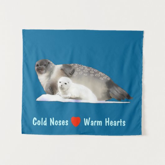 Ringed Siegel - Kalte Nasen Warme Herzen Wandteppich (Vorderseite (Horizontal))
