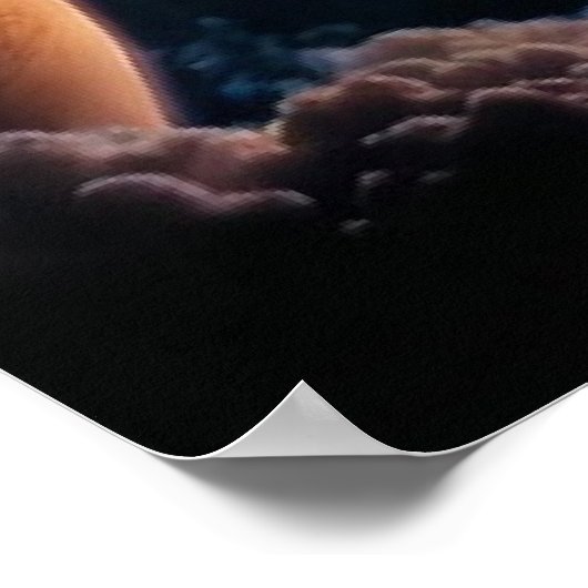 Ringed Worlds Above the Clouds – Cosmic Planetary Poster (Ecke)