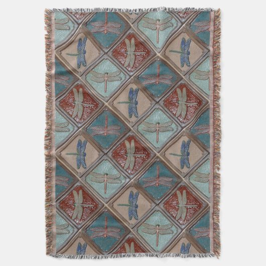 Ringelblende mit Libellenprint Decke (Vorderseite Vertikal)