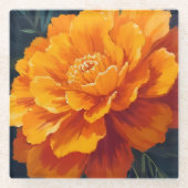 Ringelblume | Aquarell-Blumenmalerei Glasuntersetzer (Vorderseite)