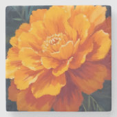 Ringelblume | Aquarell-Blumenmalerei Steinuntersetzer (Vorderseite)