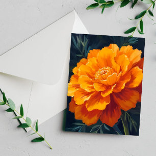 Ringelblume   Aquarell Florale Bemalte Karte
