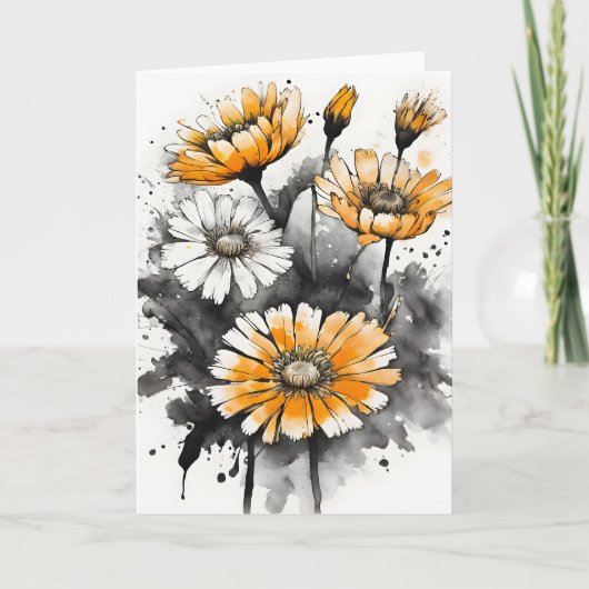 Ringelblume - Aquarellblumen Karte (Vorderseite)