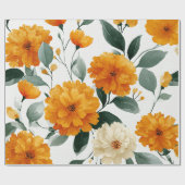 Ringelblume Botanische Blumen Wasserfarbe Herbst Geschenkpapier (Flach)