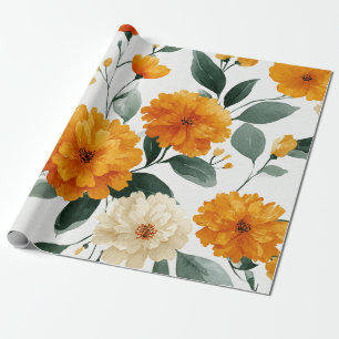 Ringelblume Botanische Blumen Wasserfarbe Herbst Geschenkpapier