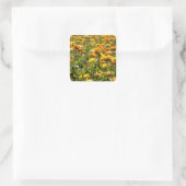 Ringelblume Calendula-Blumenfeld Quadratischer Aufkleber (Tasche)