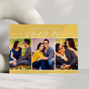 Ringelblume Drei-Foto-Collage-Hochzeit Save The Date