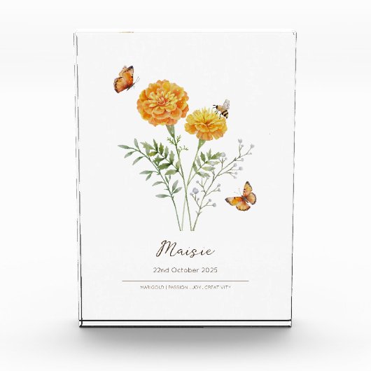 Ringelblume Geburtsmonatsblume Fotoblock (Vorderseite)