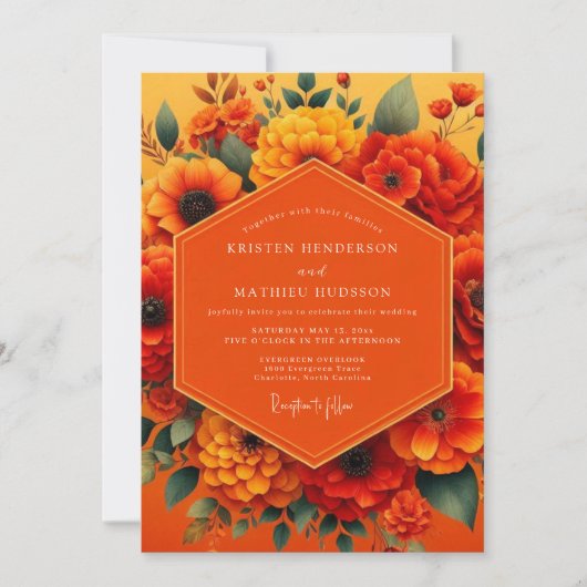 Ringelblume Lebendige Hochzeitsernte Einladung (Vorderseite)