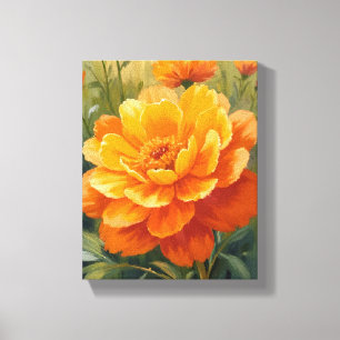 Ringelblume   Orange Wasserfarbe Floral Gemalt Leinwanddruck