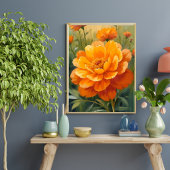 Ringelblume | Orange Wasserfarbe Floral Gemalt Poster