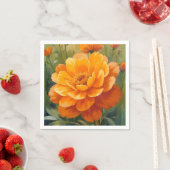 Ringelblume | Orange Wasserfarbe Floral Gemalt Serviette (Beispiel)