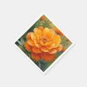 Ringelblume | Orange Wasserfarbe Floral Gemalt Serviette (Ecke)