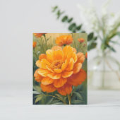 Ringelblume | Orange Wasserfarbe Florale Bemalt Postkarte (Stehend Vorderseite)