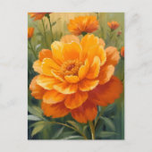 Ringelblume | Orange Wasserfarbe Florale Bemalt Postkarte (Vorderseite)
