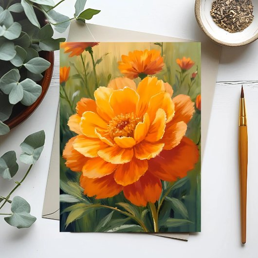 Ringelblume | Orange Wasserfarbe Florale Bemalt Postkarte