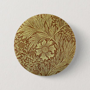Ringelblume William Morris Antikes Blumenmuster Button