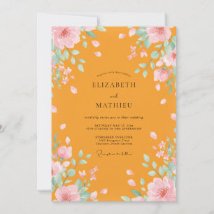 Ringelblumen-Aquarell-Hochzeit Einladung