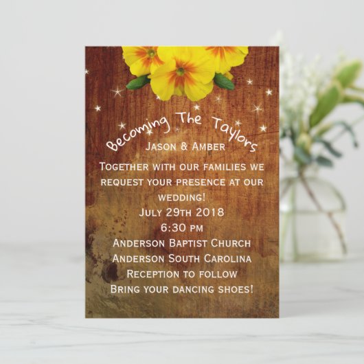 Ringelblumen auf Holz Einladung (Stehend Vorderseite)