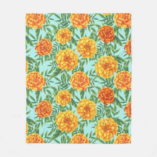 Ringelblumen-Blumenmuster Fleecedecke (Vorderseite)