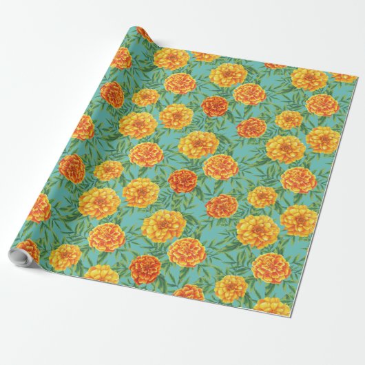 Ringelblumen-Blumenmuster Geschenkpapier (Ungerollt)