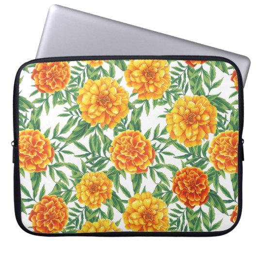 Ringelblumen-Blumenmuster Laptopschutzhülle (Vorderseite)