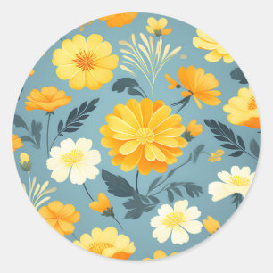 Ringelblumen-Blumenmuster Runder Aufkleber