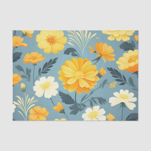 Ringelblumen-Blumenmuster Seidenpapier (Vorderseite)